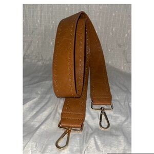 Brown Faux Leather & Gold Studded Crossbody Bag Strap 44 inches